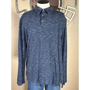 Robert Graham Polo Shirt‎ Mens L Blue Classic Fit Long Sleeve Thales Space Dye